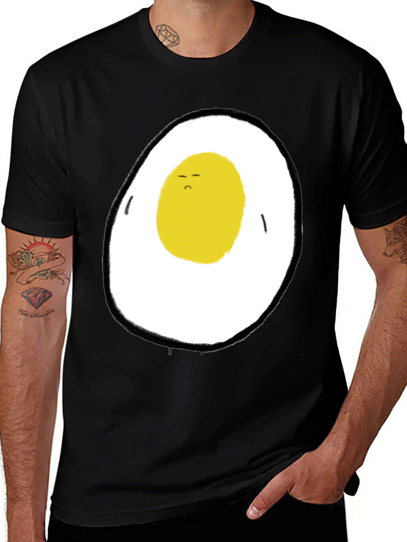 Sad Egg Graphic T-Shirt - Black