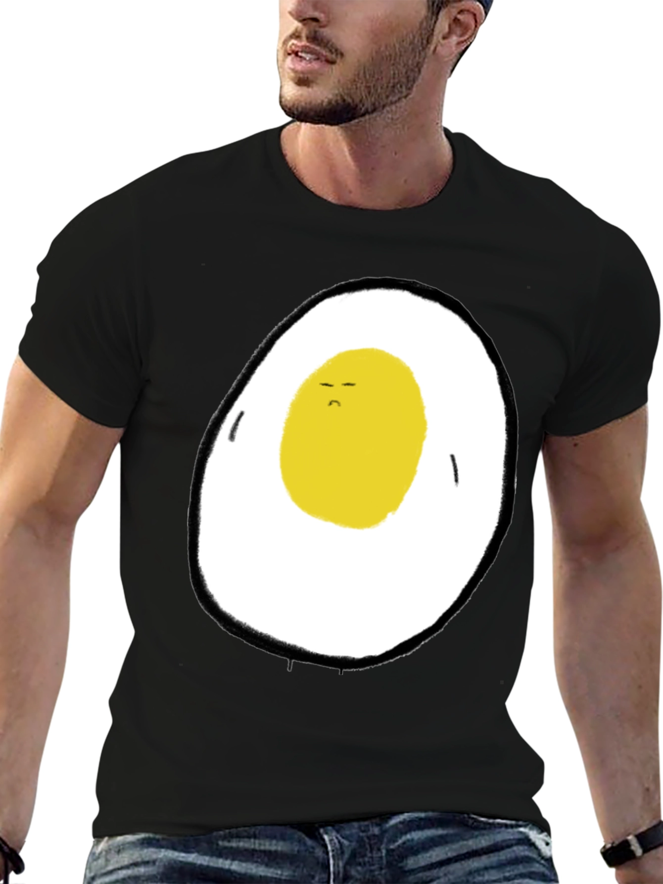 Sad Egg Graphic T-Shirt - Black