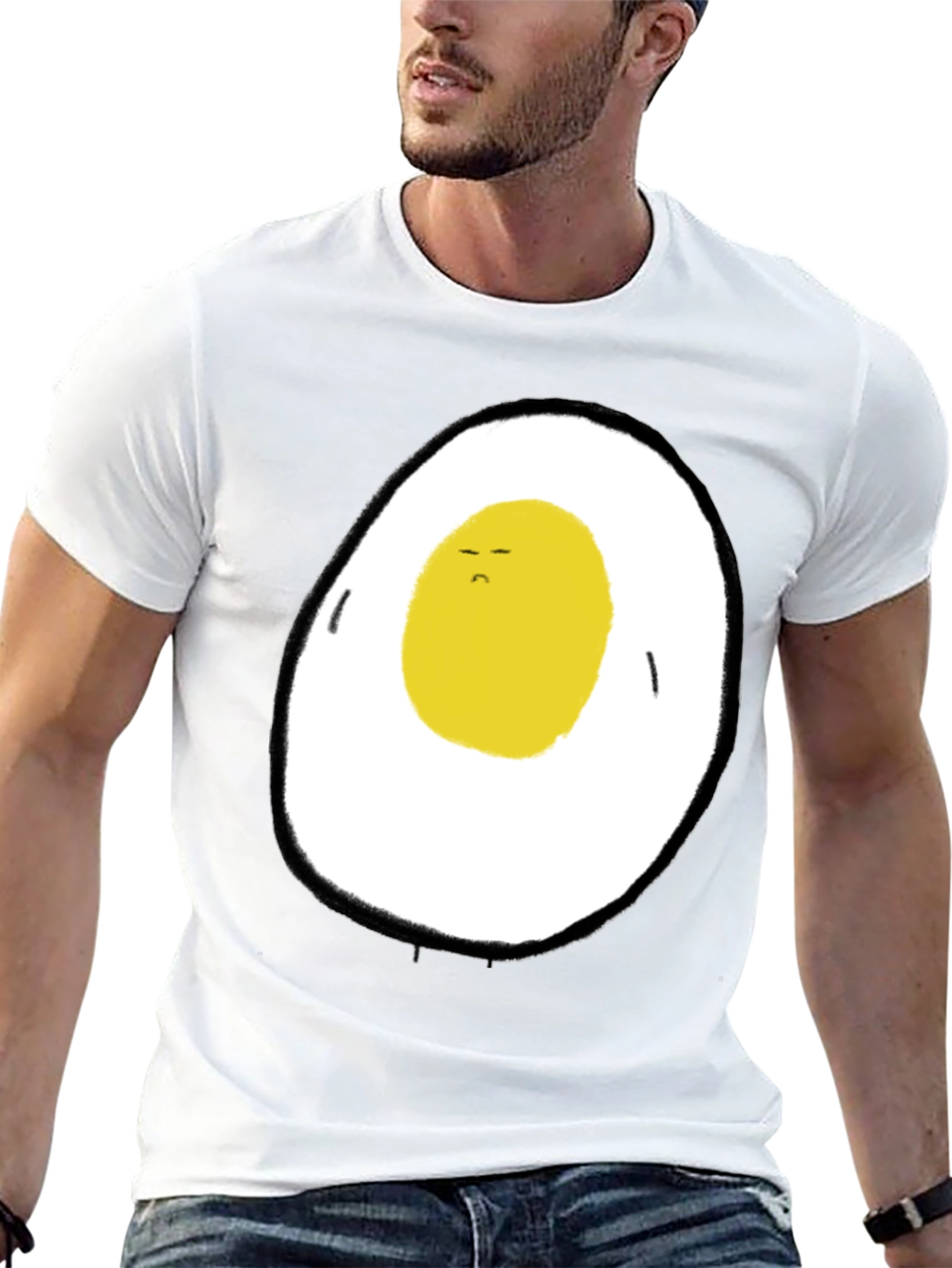 Sad Egg Graphic T-Shirt - Black