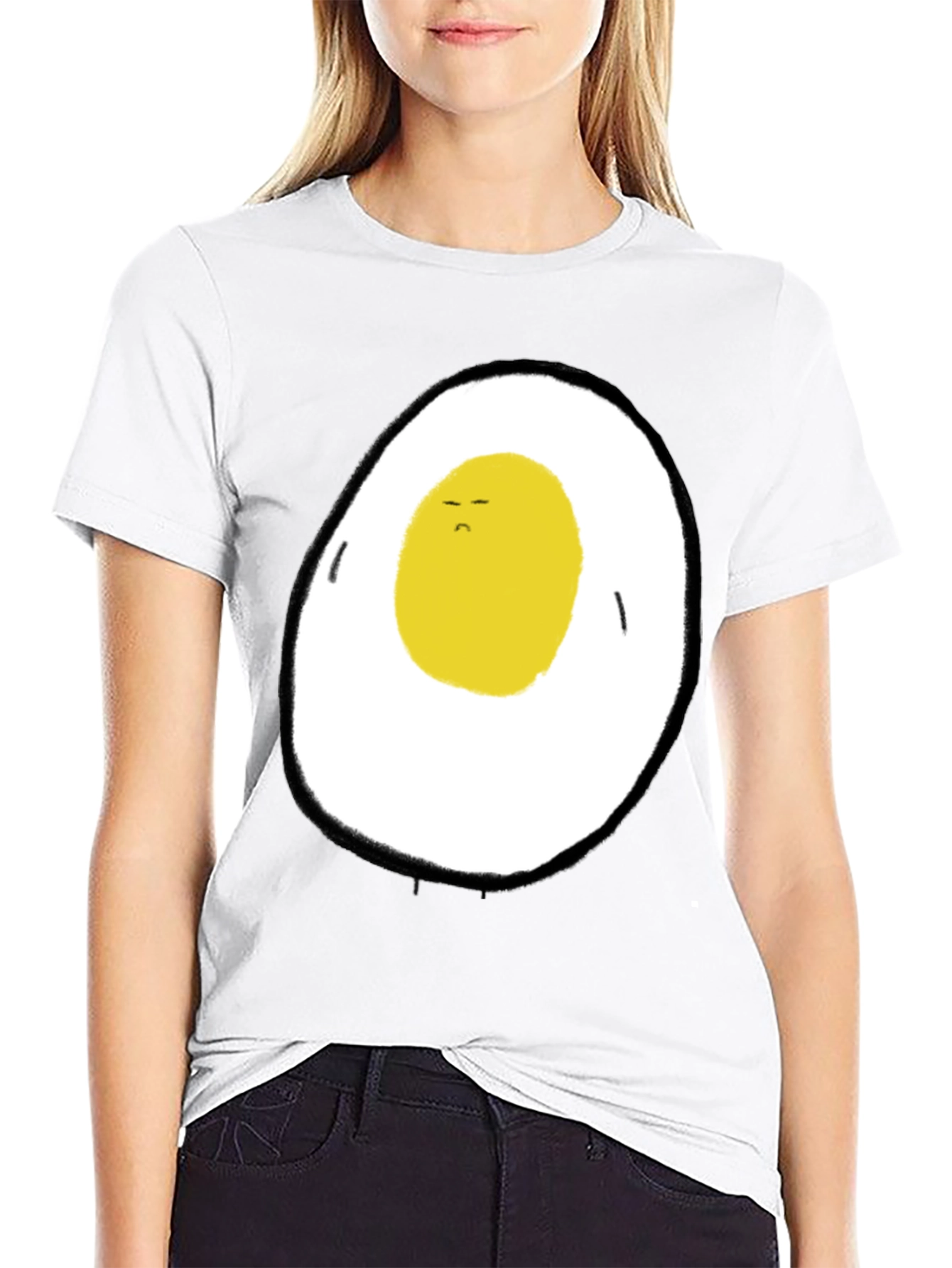 Sad Egg Graphic T-Shirt - Black