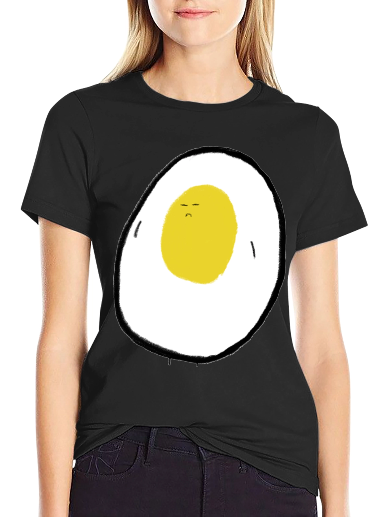 Sad Egg Graphic T-Shirt - Black