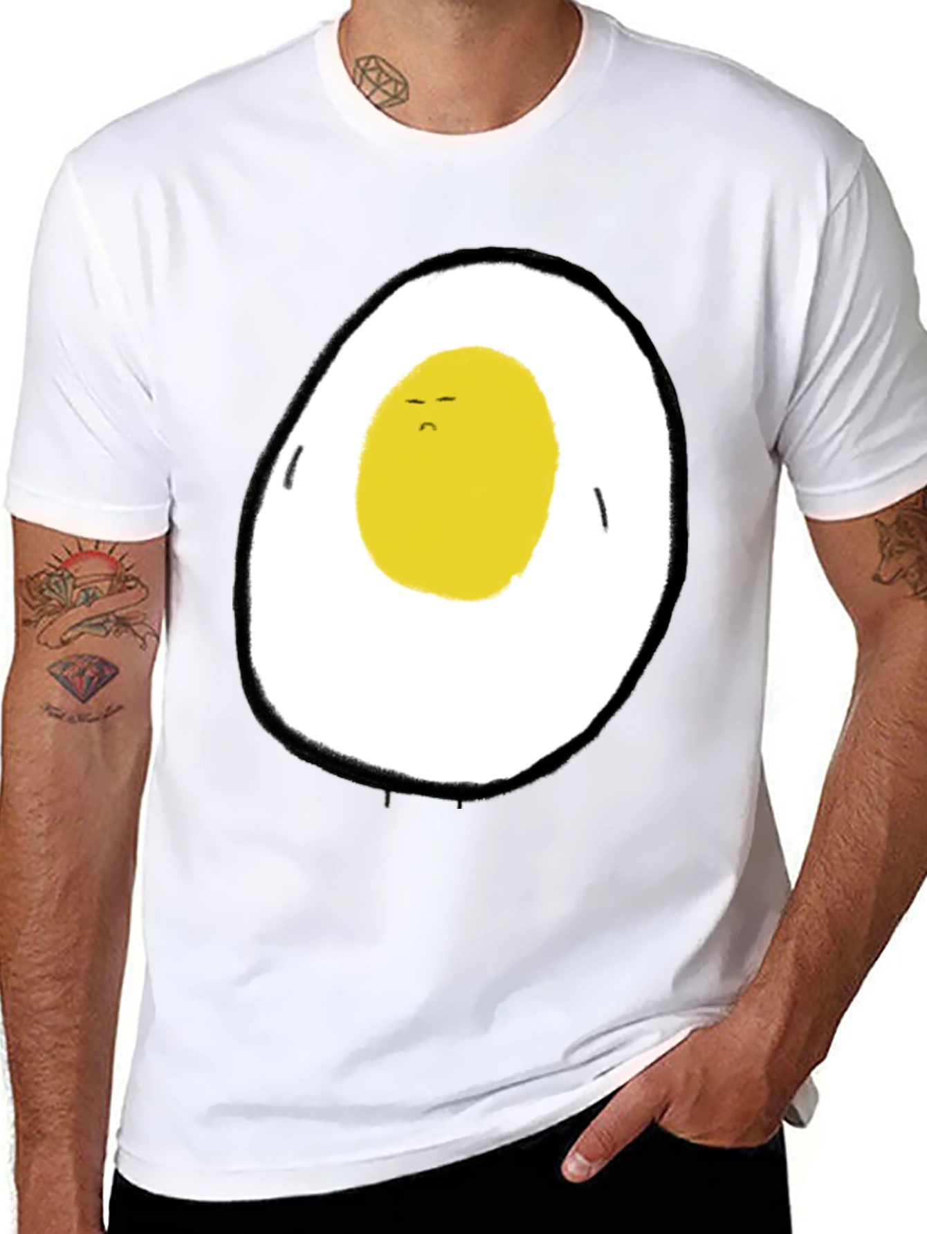 Sad Egg Graphic T-Shirt - Black