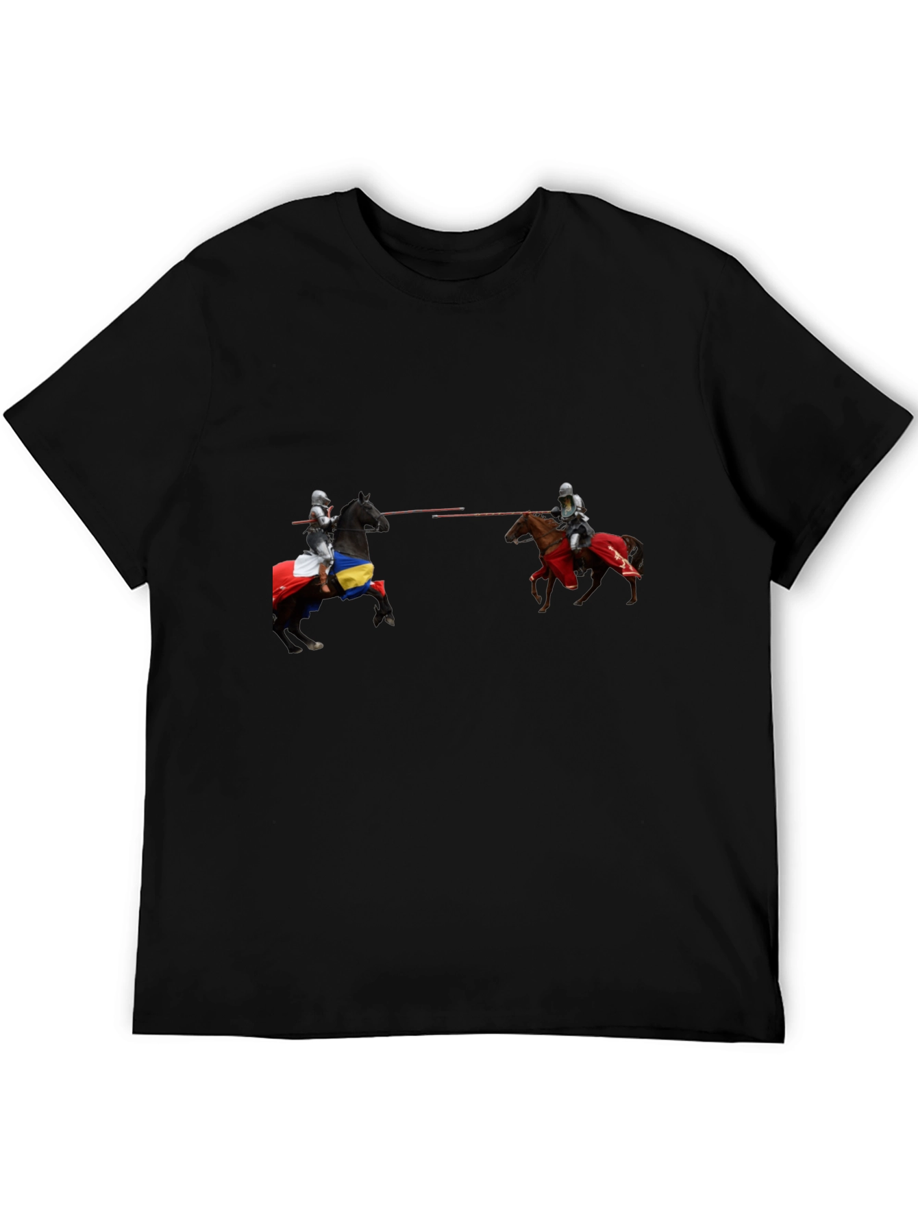 Jousting Knights Graphic T-Shirt - Black
