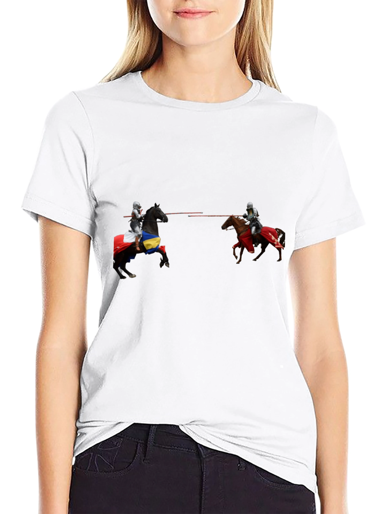 Jousting Knights Graphic T-Shirt - Black