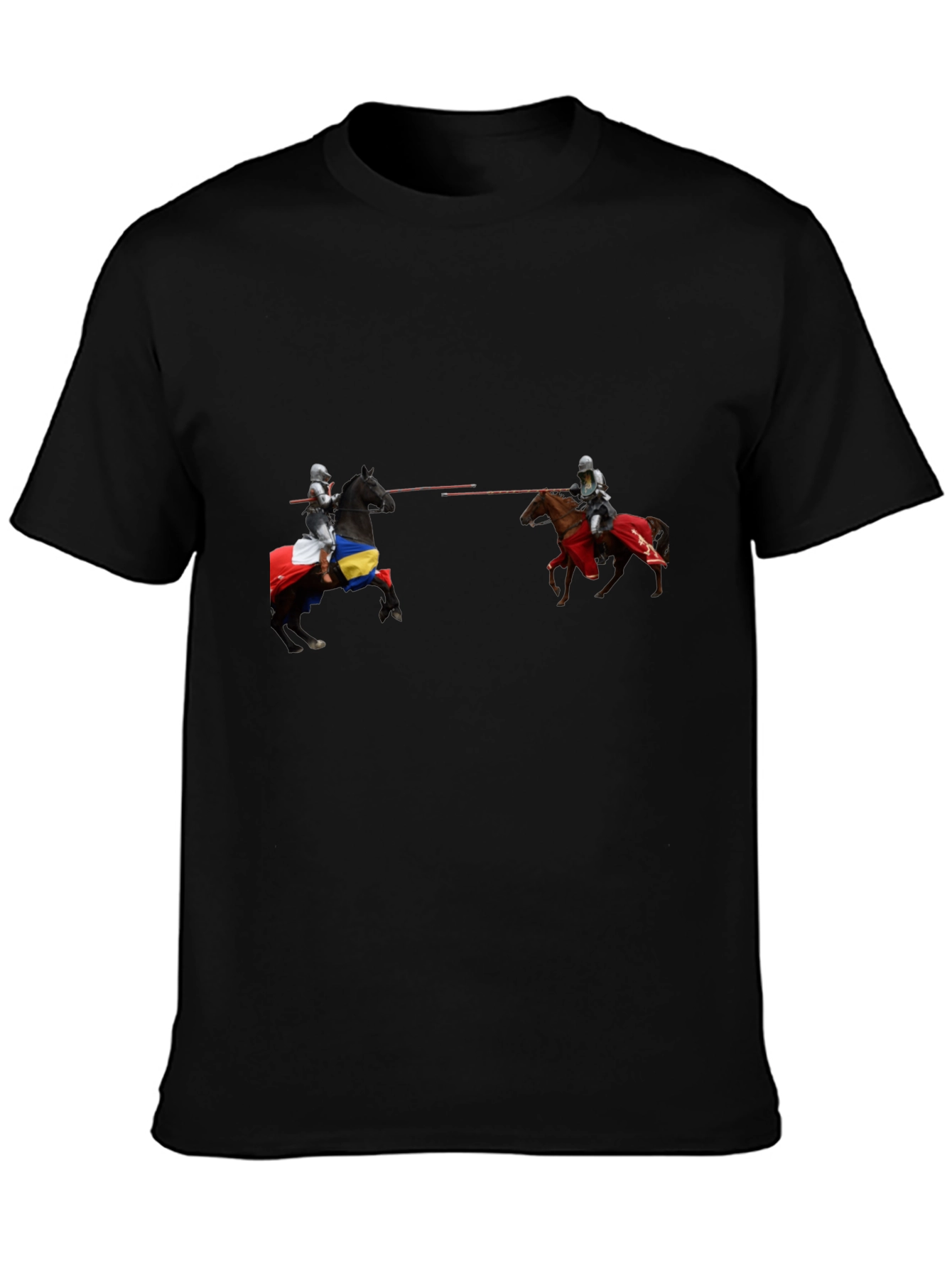 Jousting Knights Graphic T-Shirt - Black