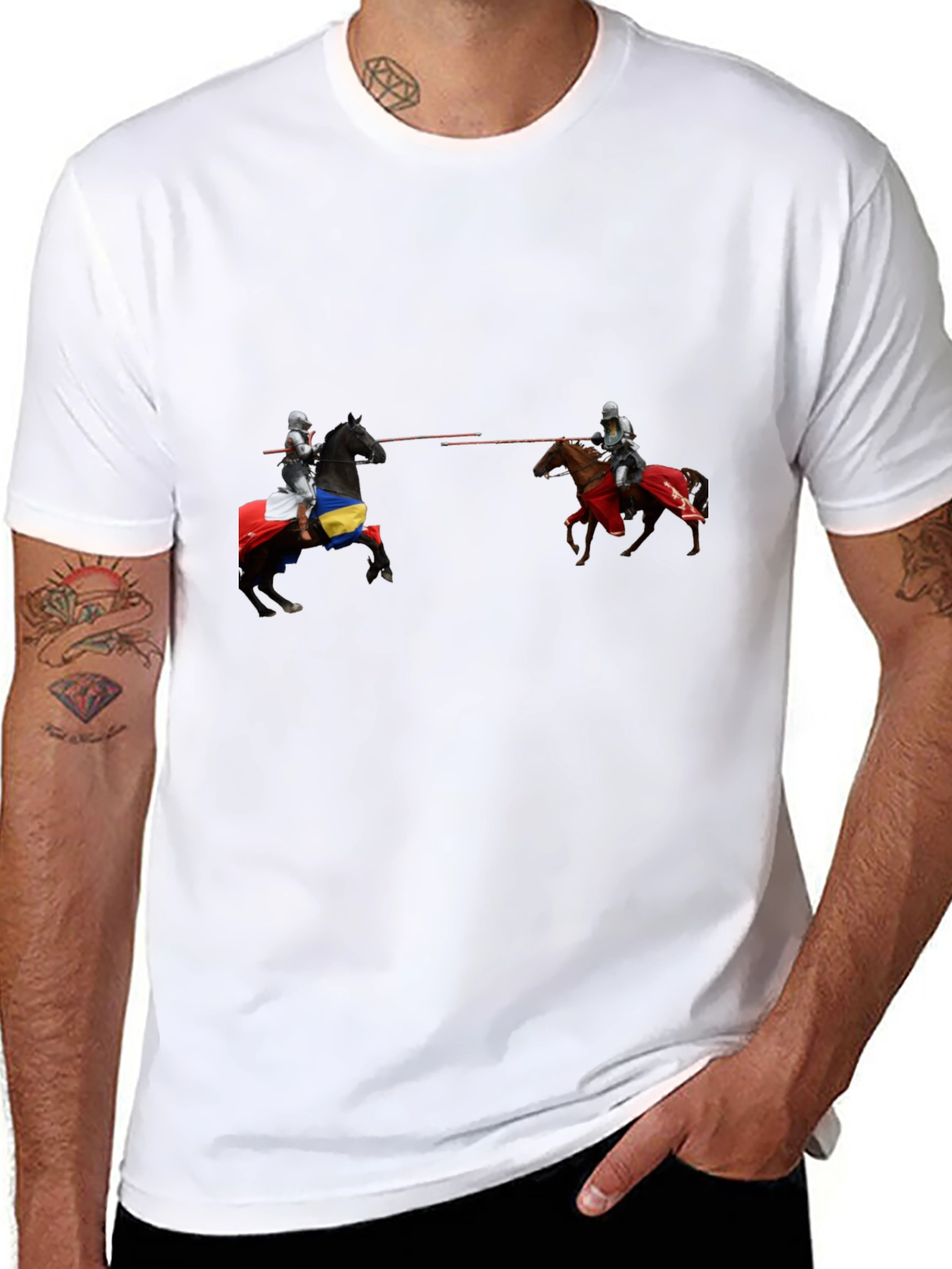 Jousting Knights Graphic T-Shirt - Black