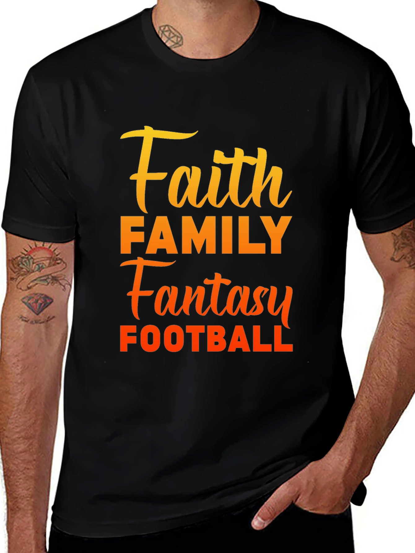 Faith Family Fantasy Football Graphic T-Shirt