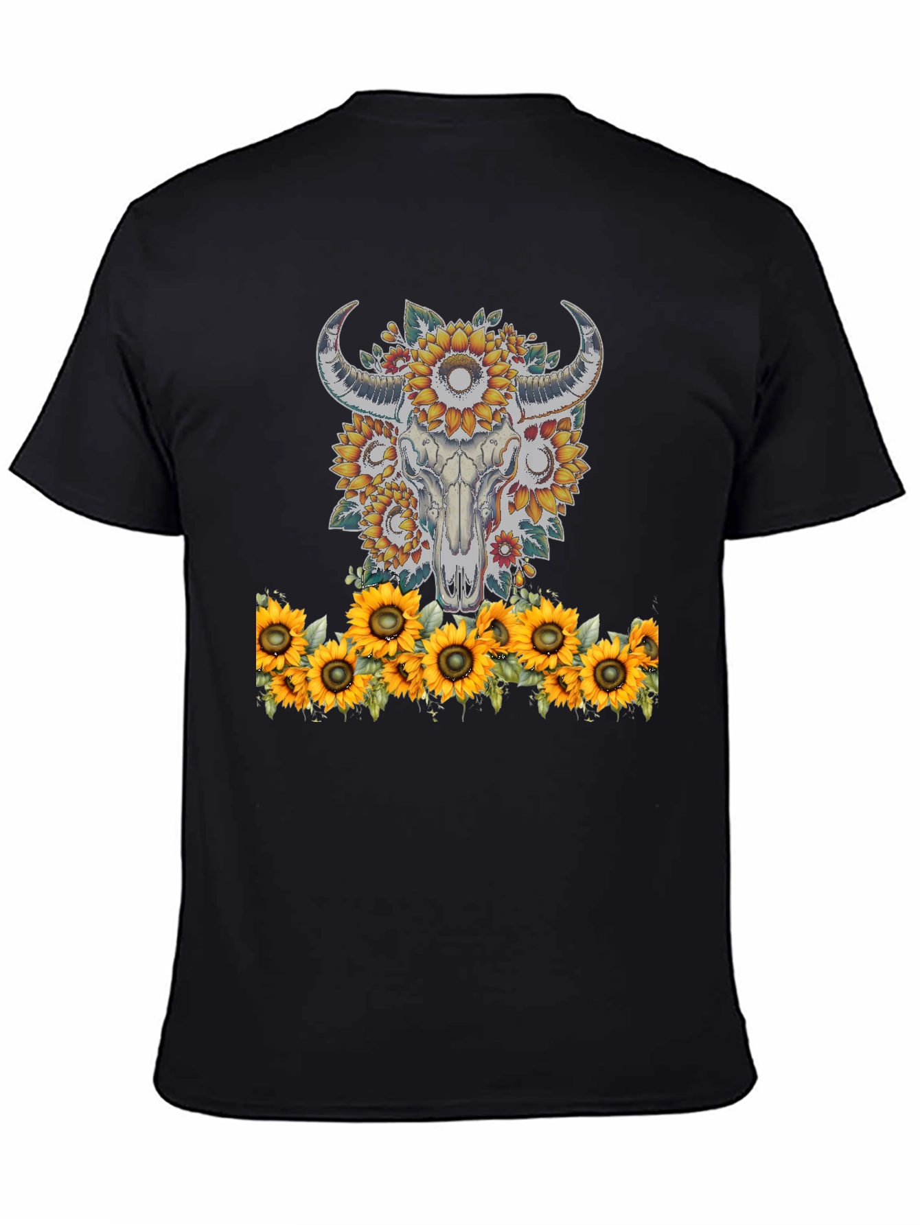 Sunflower Skull Graphic Tee - Western Style