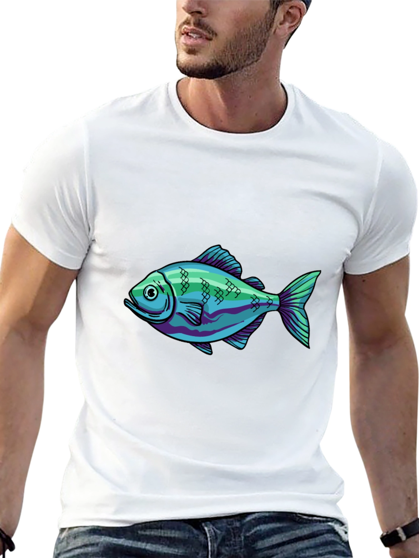 Cool Fish Graphic Black T-Shirt