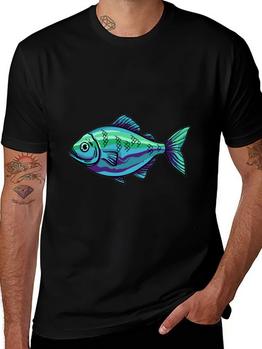 Cool Fish Graphic Black T-Shirt