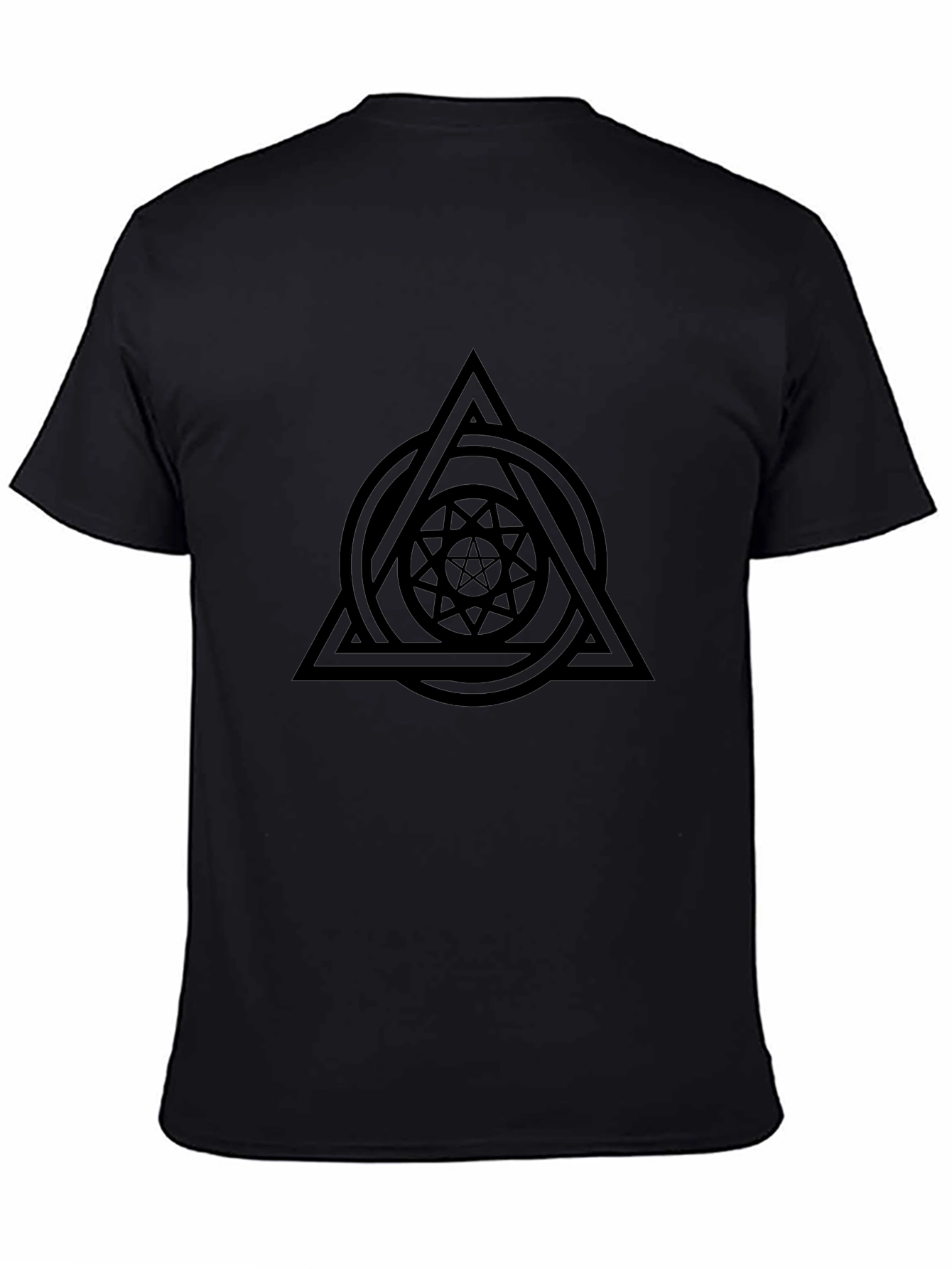 Geometric Symbol Graphic Black T-Shirt