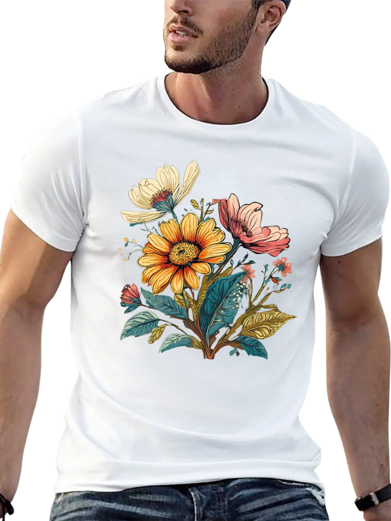 Floral T-Shirt - Stylish Botanical Design