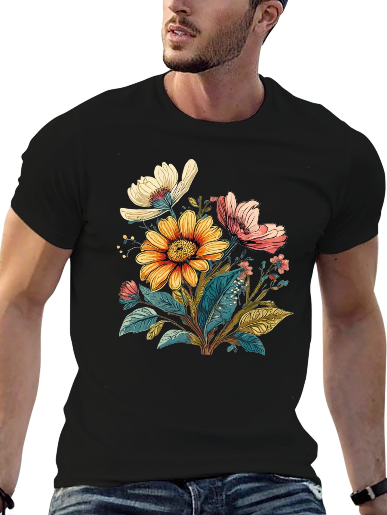 Floral T-Shirt - Stylish Botanical Design