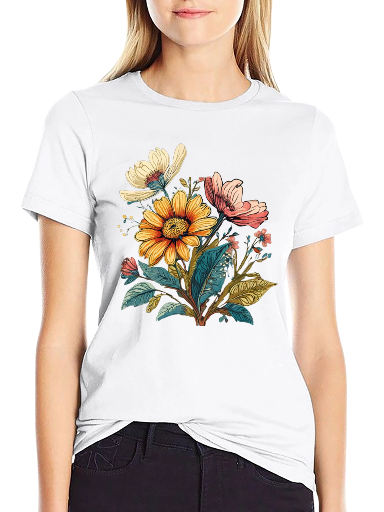 Floral T-Shirt - Stylish Botanical Design