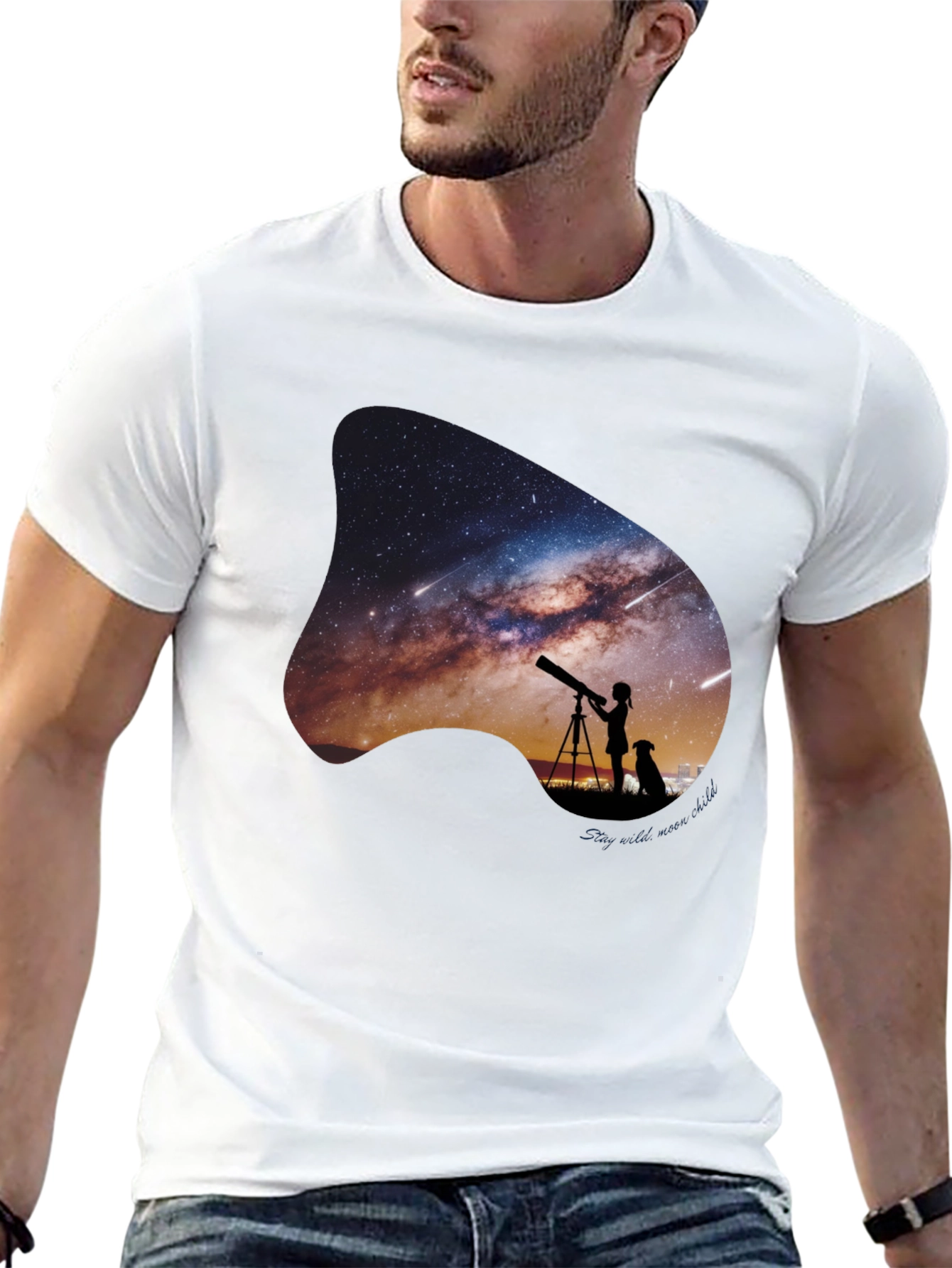 Night Sky Telescope Graphic Tee