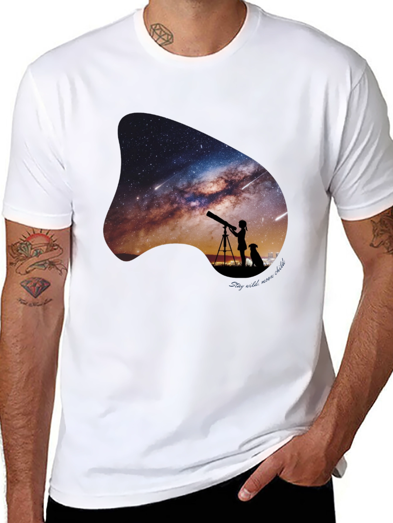 Night Sky Telescope Graphic Tee