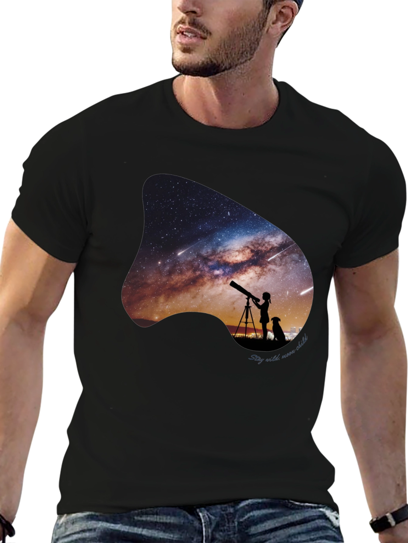 Night Sky Telescope Graphic Tee