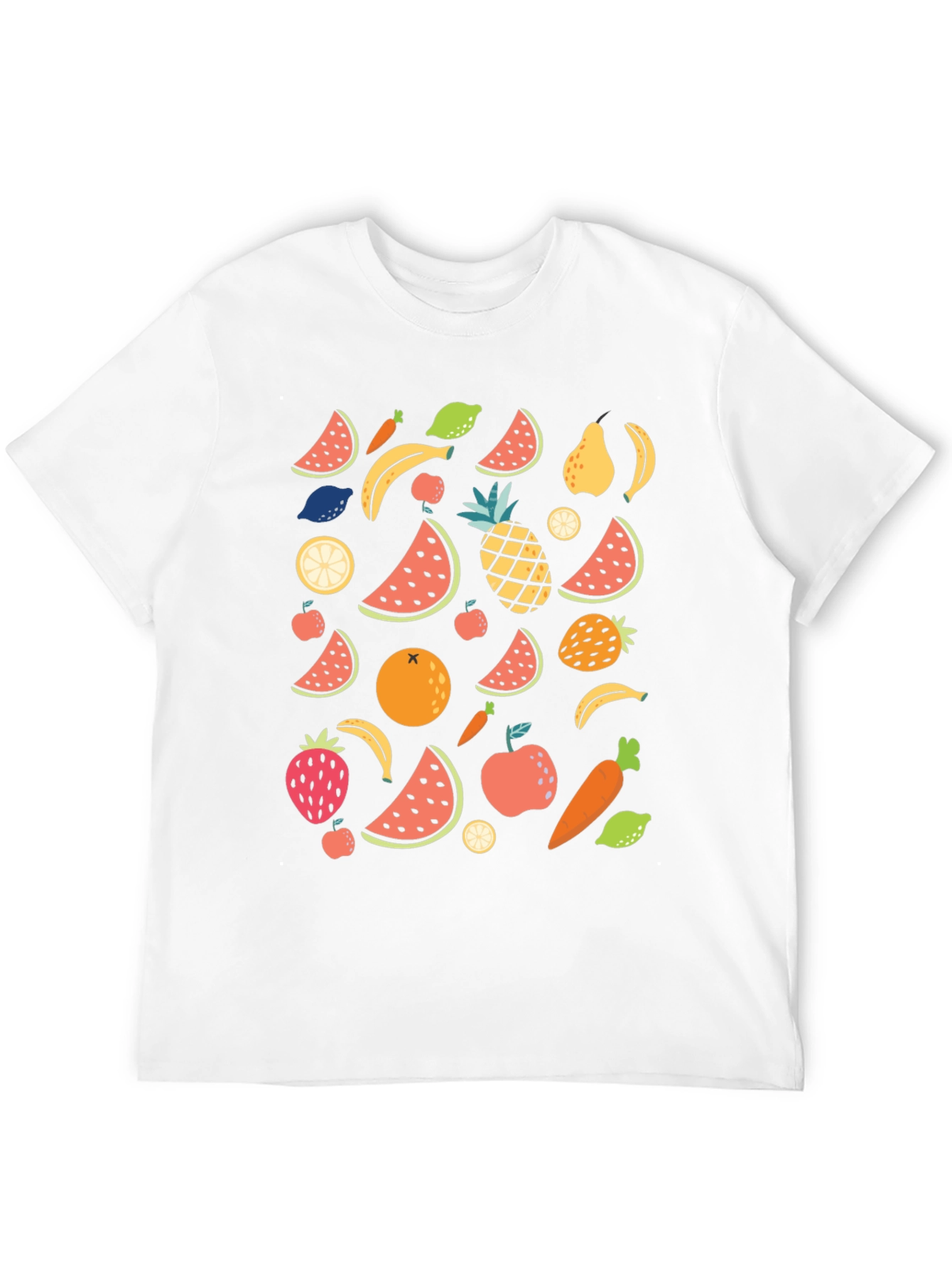 Fun Fruits Pattern Black T-Shirt