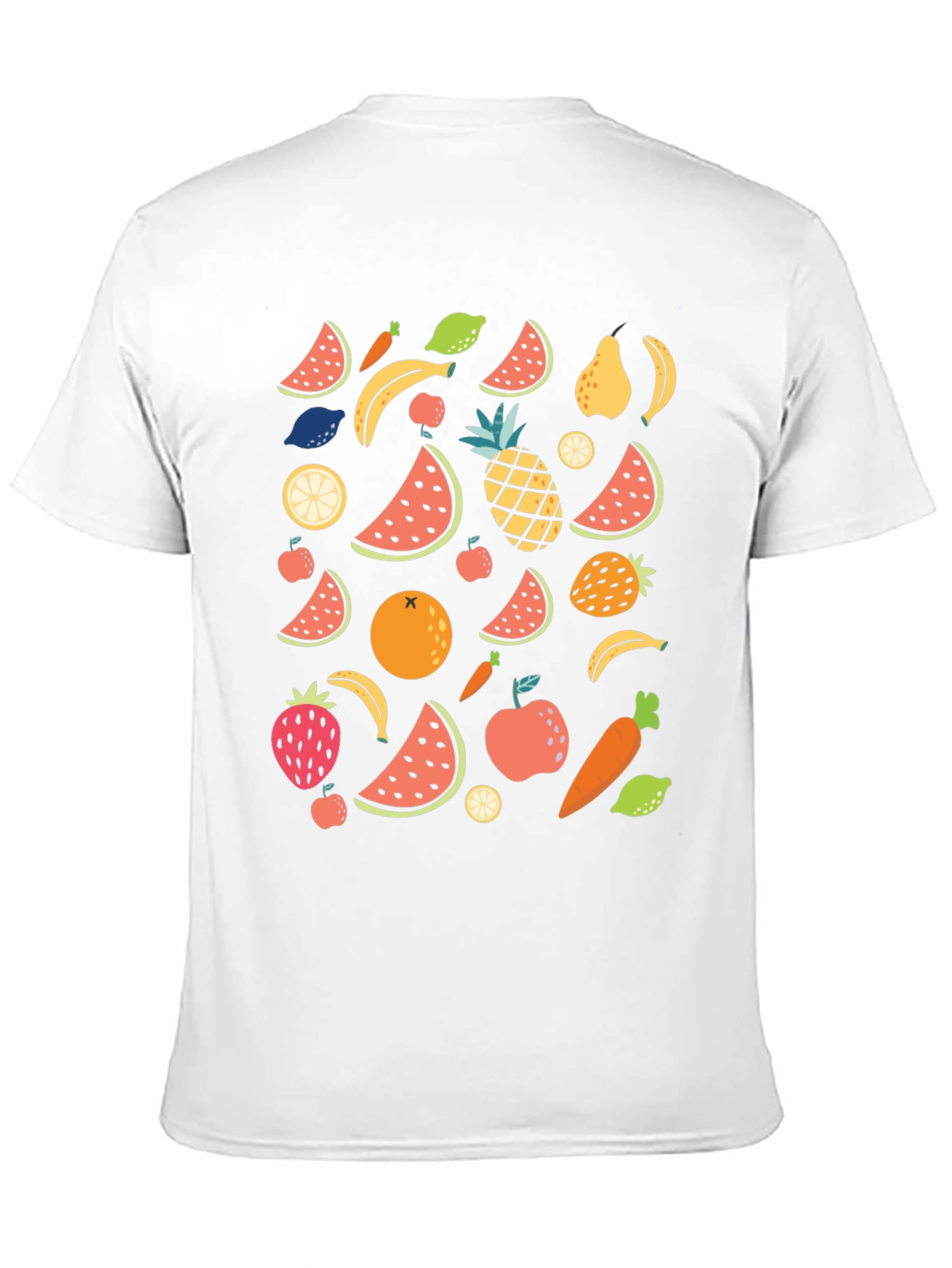Fun Fruits Pattern Black T-Shirt