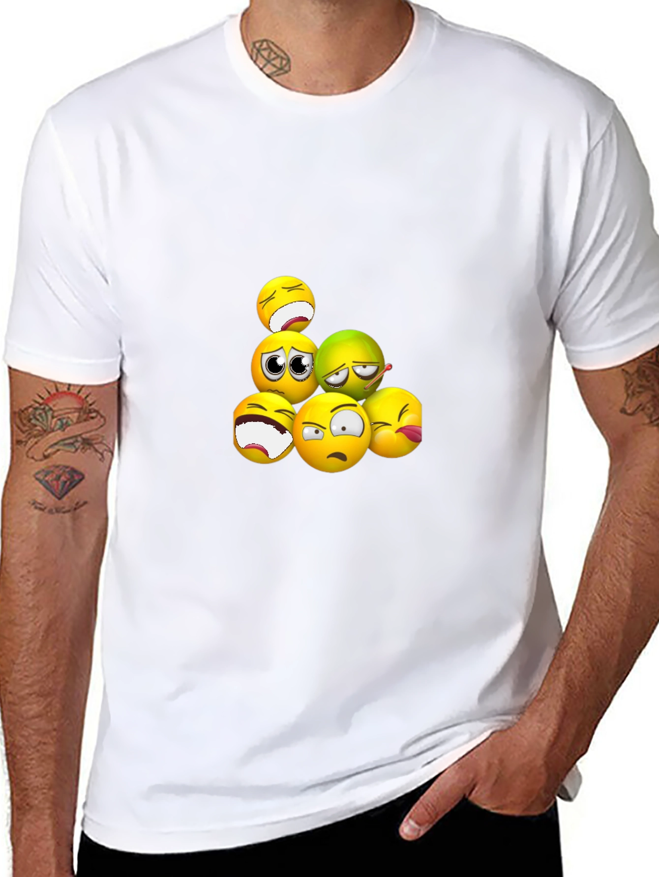 Emoji Expression Black T-Shirt