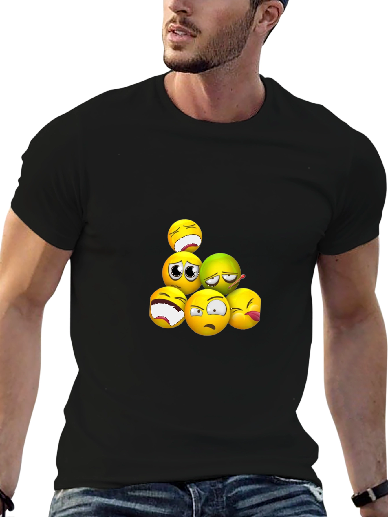 Emoji Expression Black T-Shirt