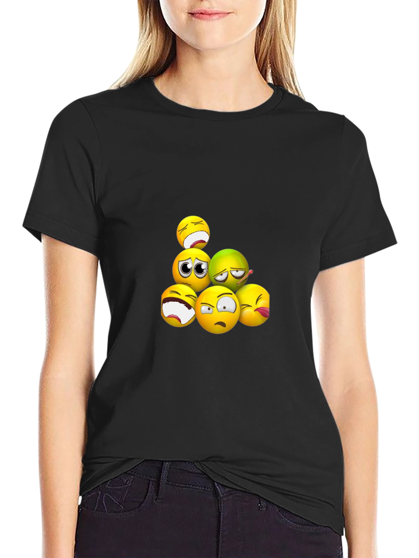 Emoji Expression Black T-Shirt
