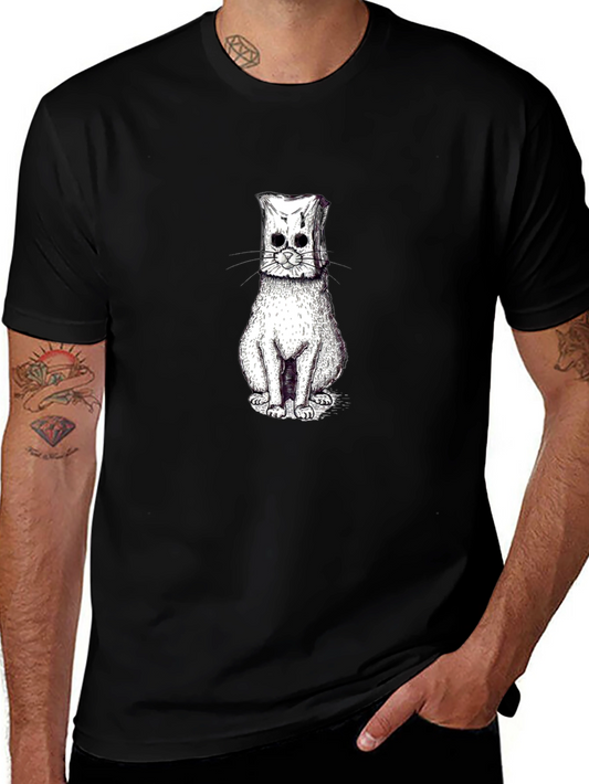 Mens Black Cat Graphic T-Shirt