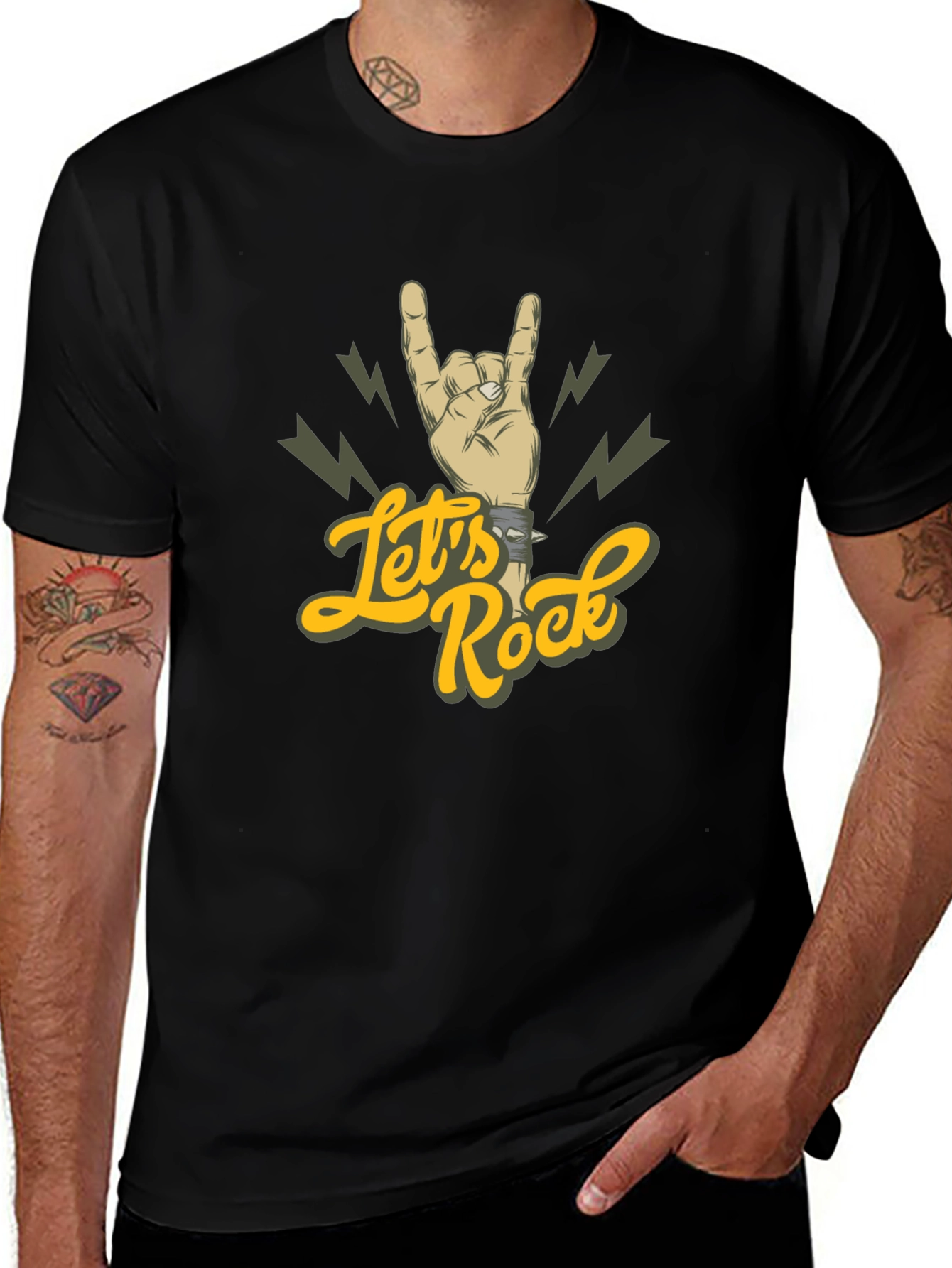 Lets Rock Hand Gesture Graphic Tee