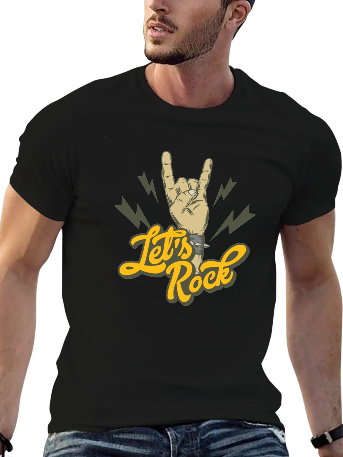 Lets Rock Hand Gesture Graphic Tee