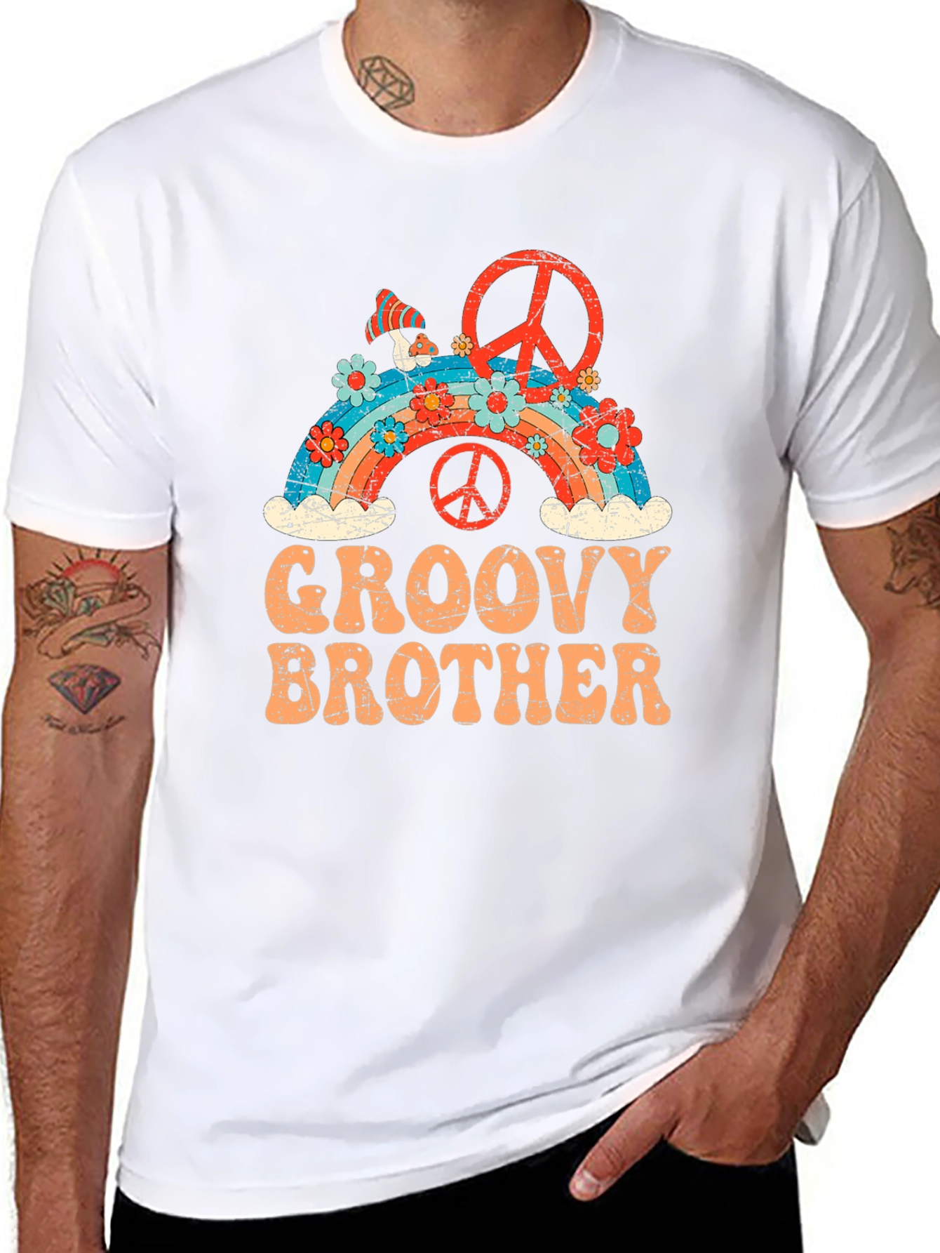 Groovy Brother Rainbow Peace Sign T-Shirt
