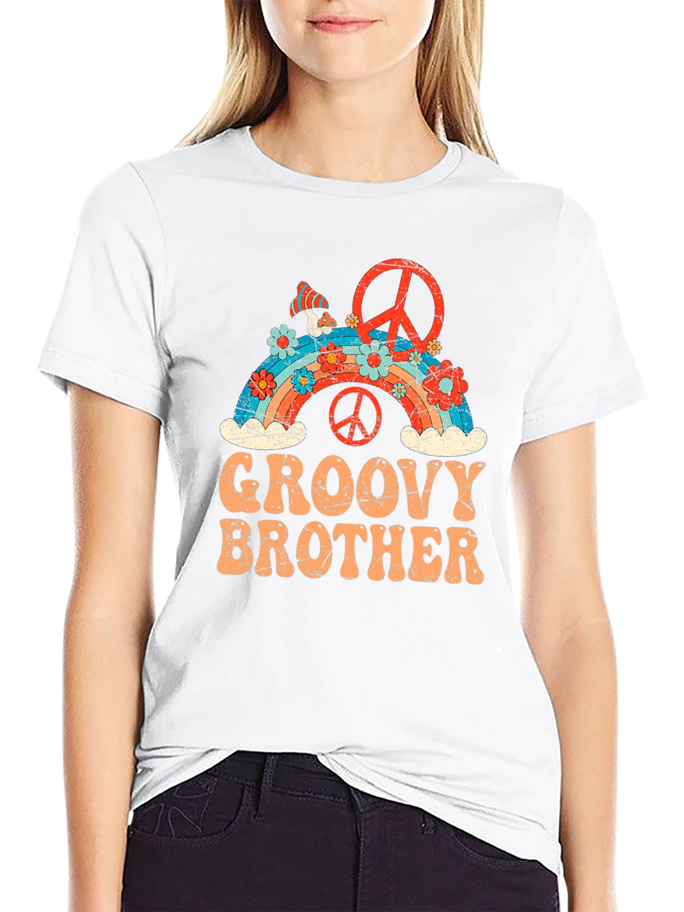 Groovy Brother Rainbow Peace Sign T-Shirt