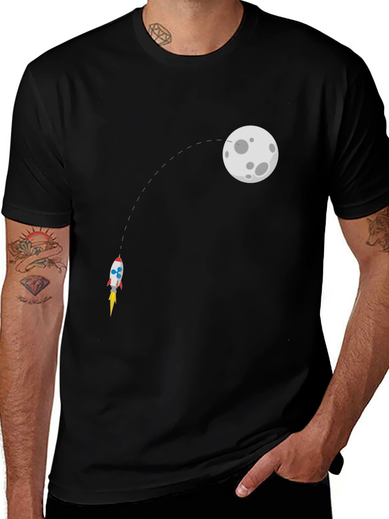 Rocket to the Moon Black T-Shirt