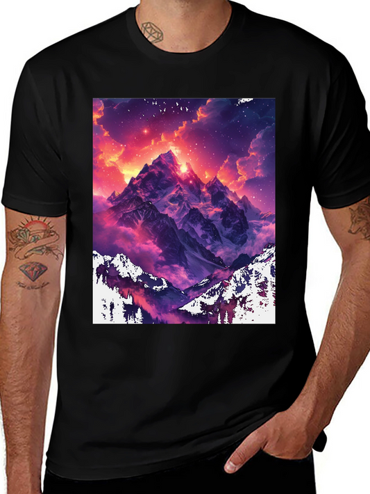 Mountain Vista Graphic Tee - Black Cotton Comfort