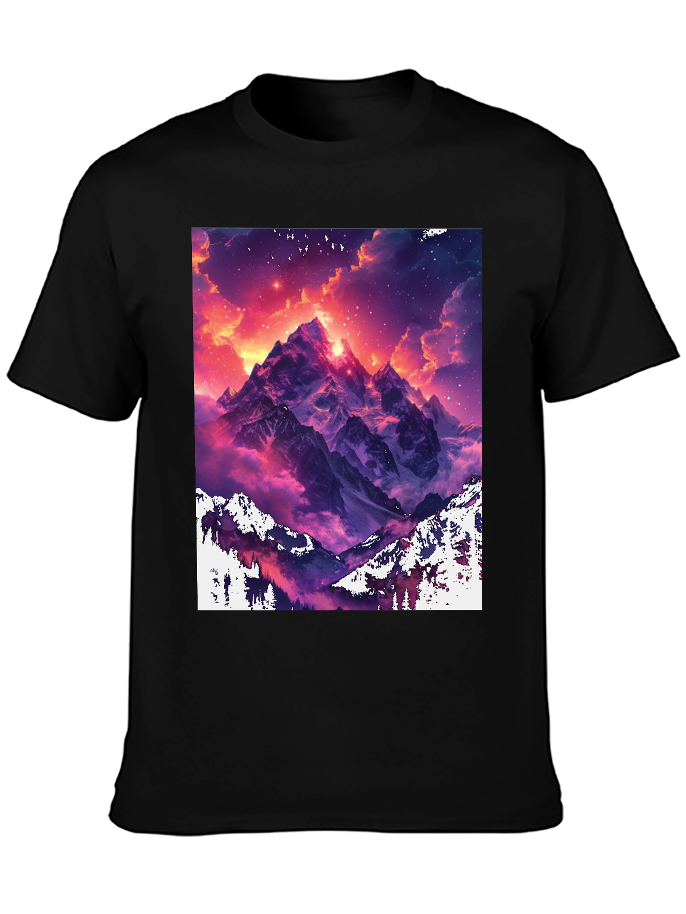 Mountain Vista Graphic Tee - Black Cotton Comfort