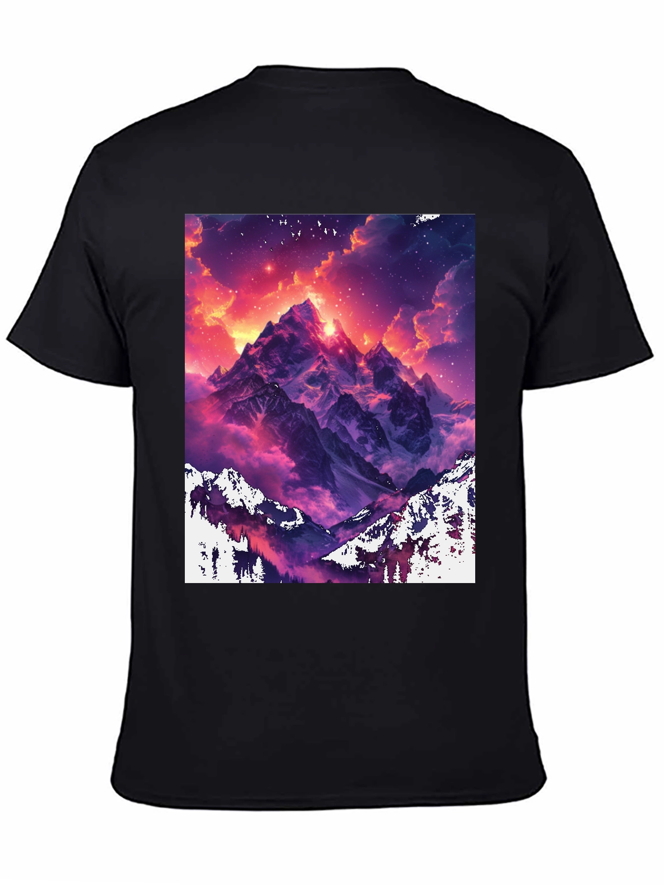 Mountain Vista Graphic Tee - Black Cotton Comfort