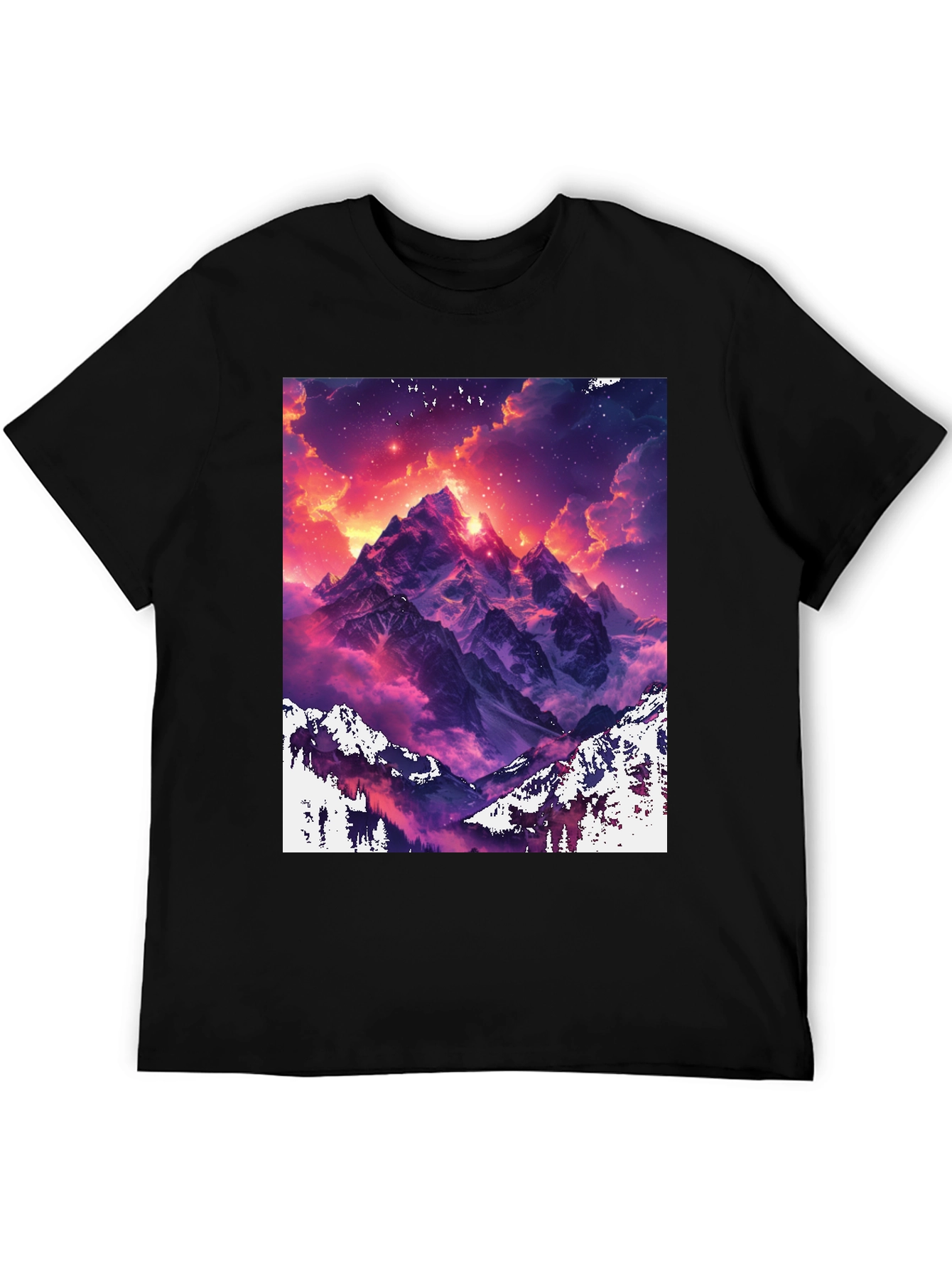 Mountain Vista Graphic Tee - Black Cotton Comfort