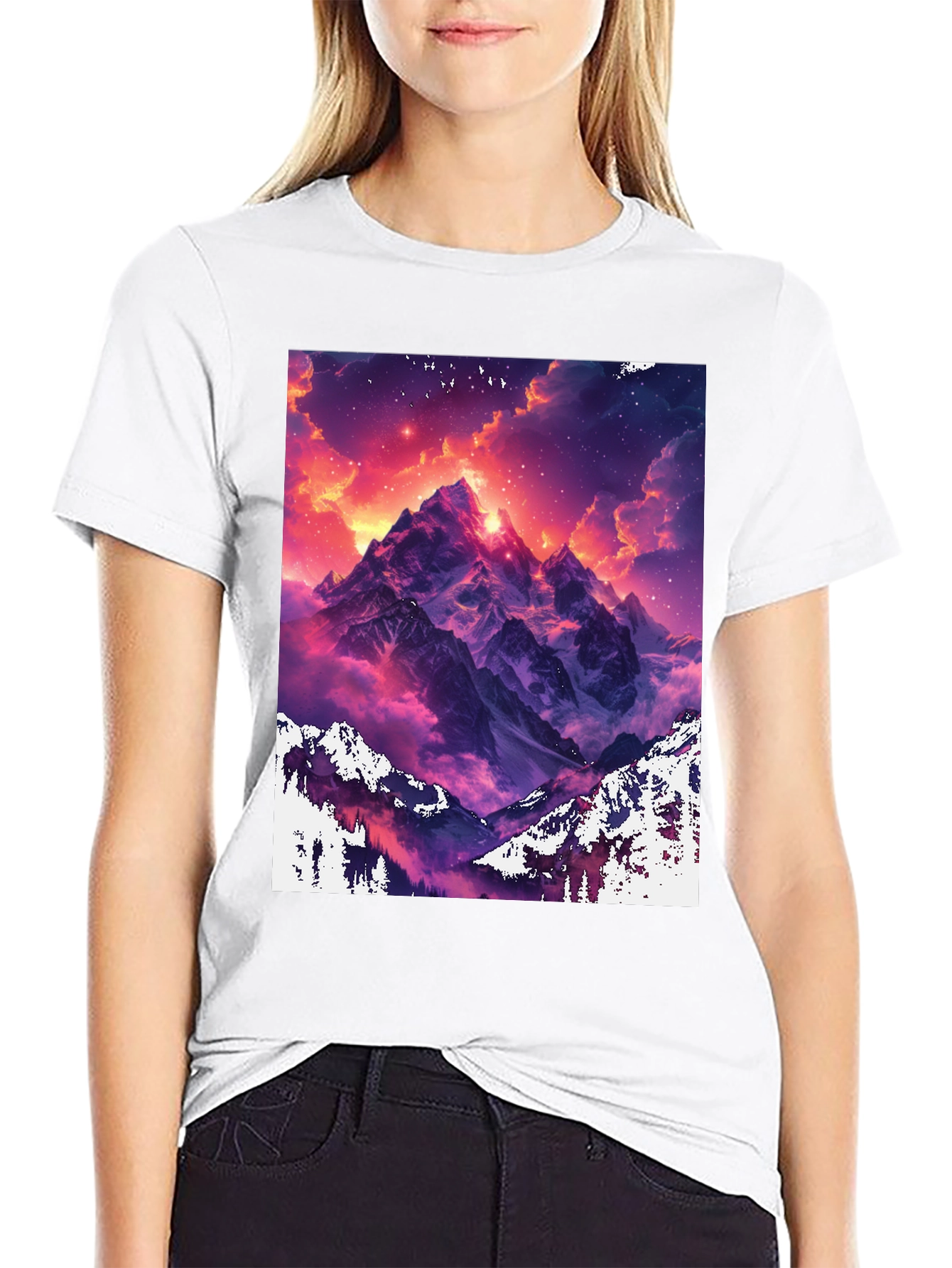 Mountain Vista Graphic Tee - Black Cotton Comfort