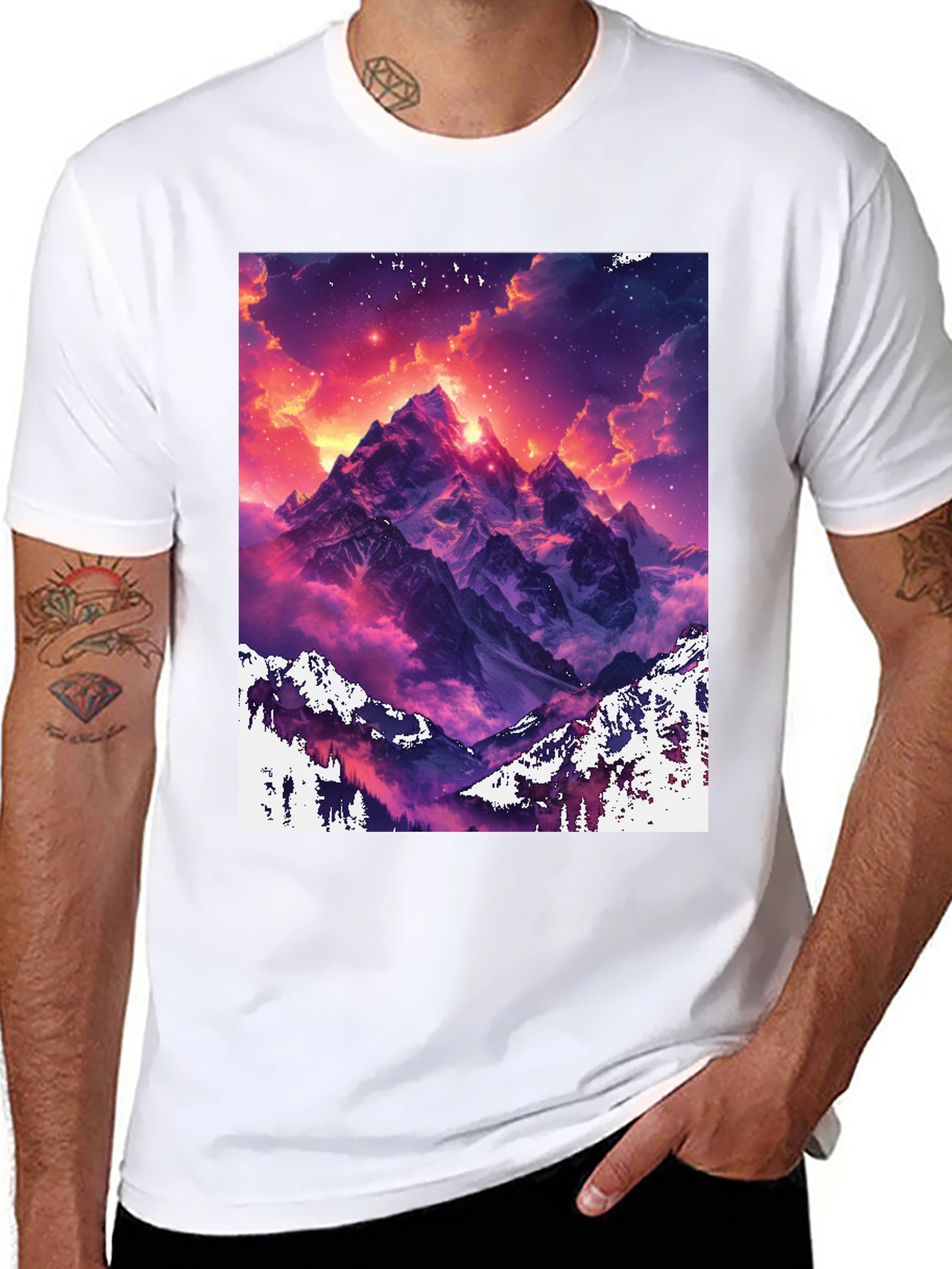 Mountain Vista Graphic Tee - Black Cotton Comfort