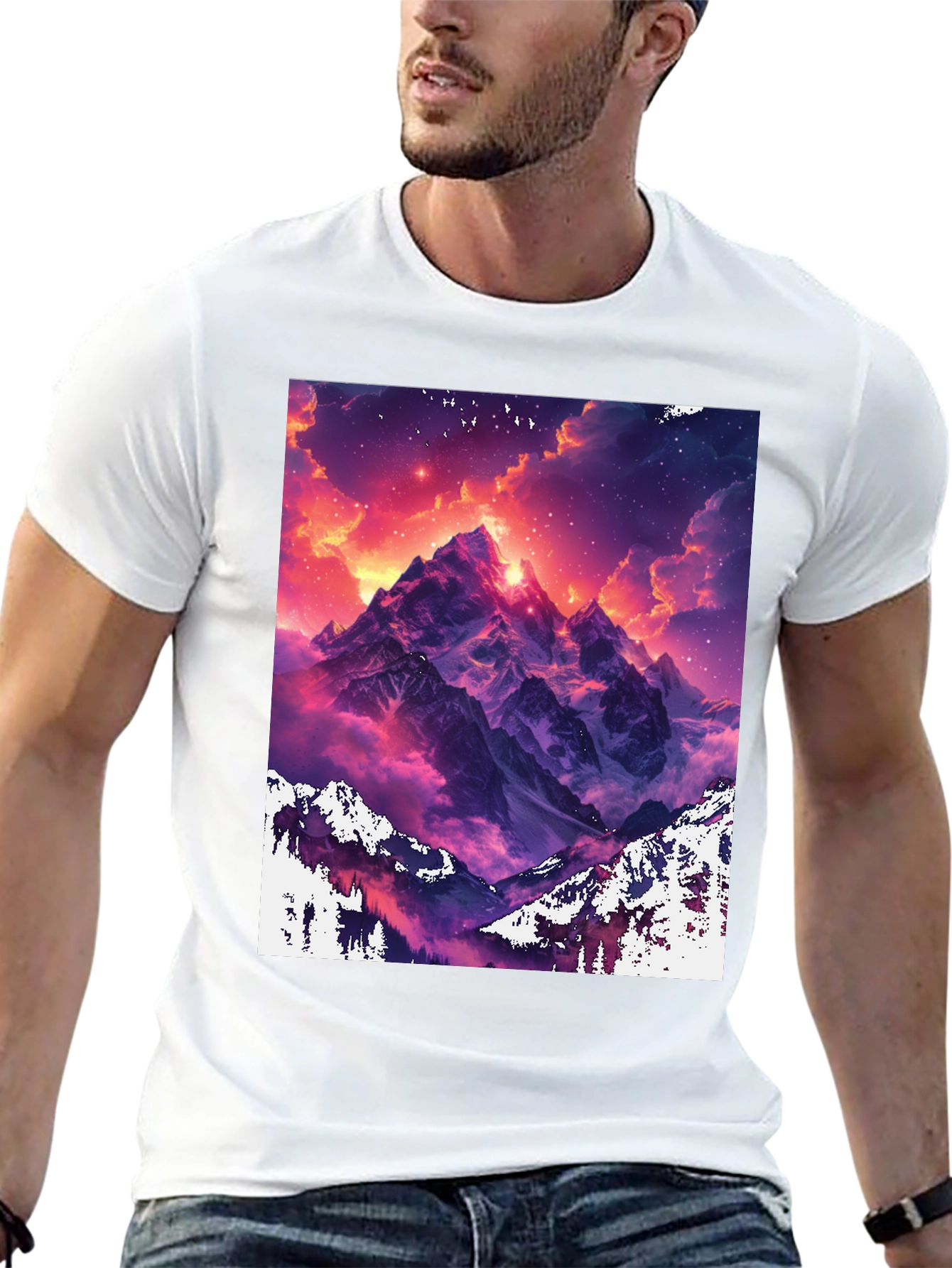 Mountain Vista Graphic Tee - Black Cotton Comfort