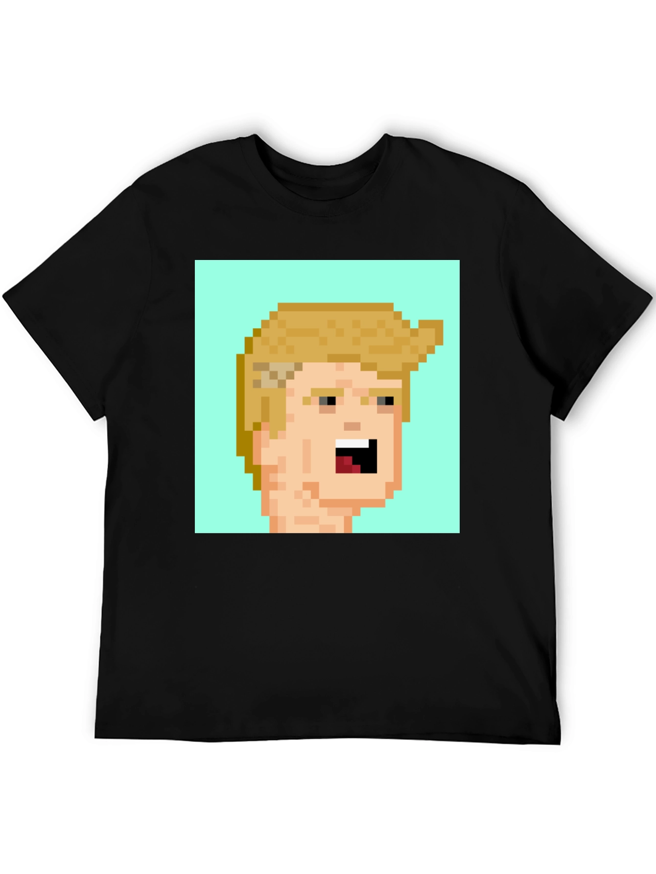 Pixel Art Trump Tee - Black Cotton Blend