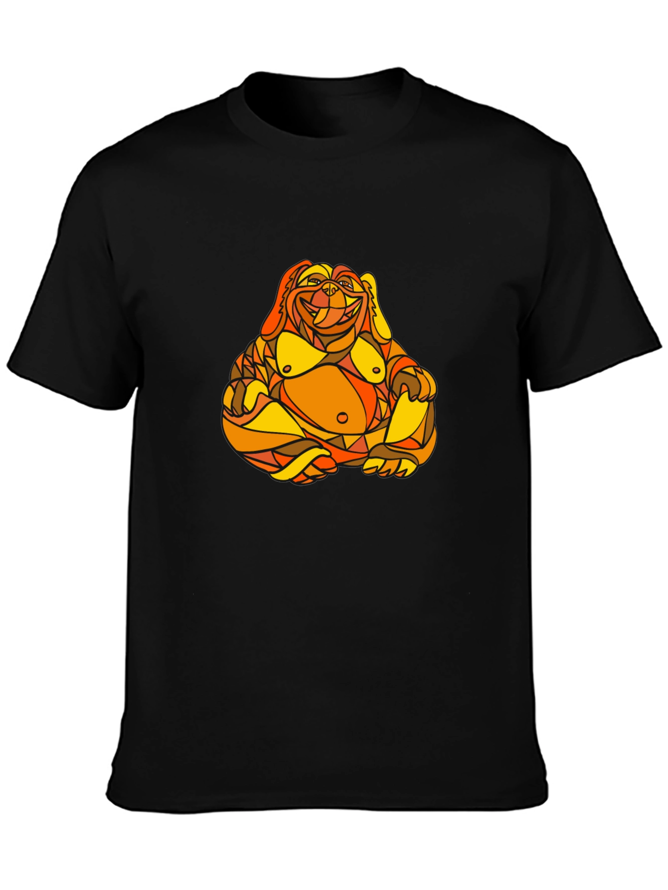 Abstract Buddha Graphic Print Black T-Shirt