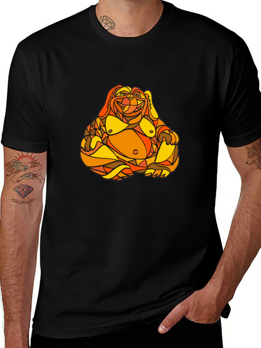 Abstract Buddha Graphic Print Black T-Shirt