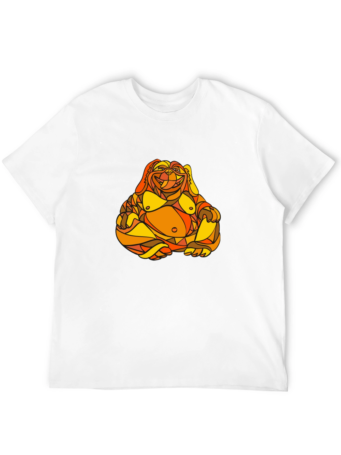 Abstract Buddha Graphic Print Black T-Shirt