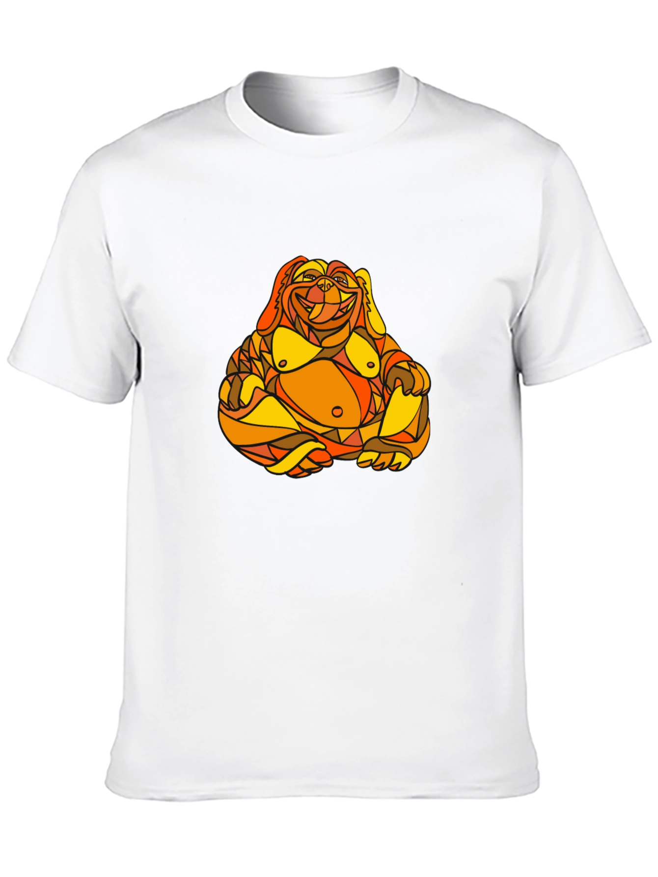 Abstract Buddha Graphic Print Black T-Shirt