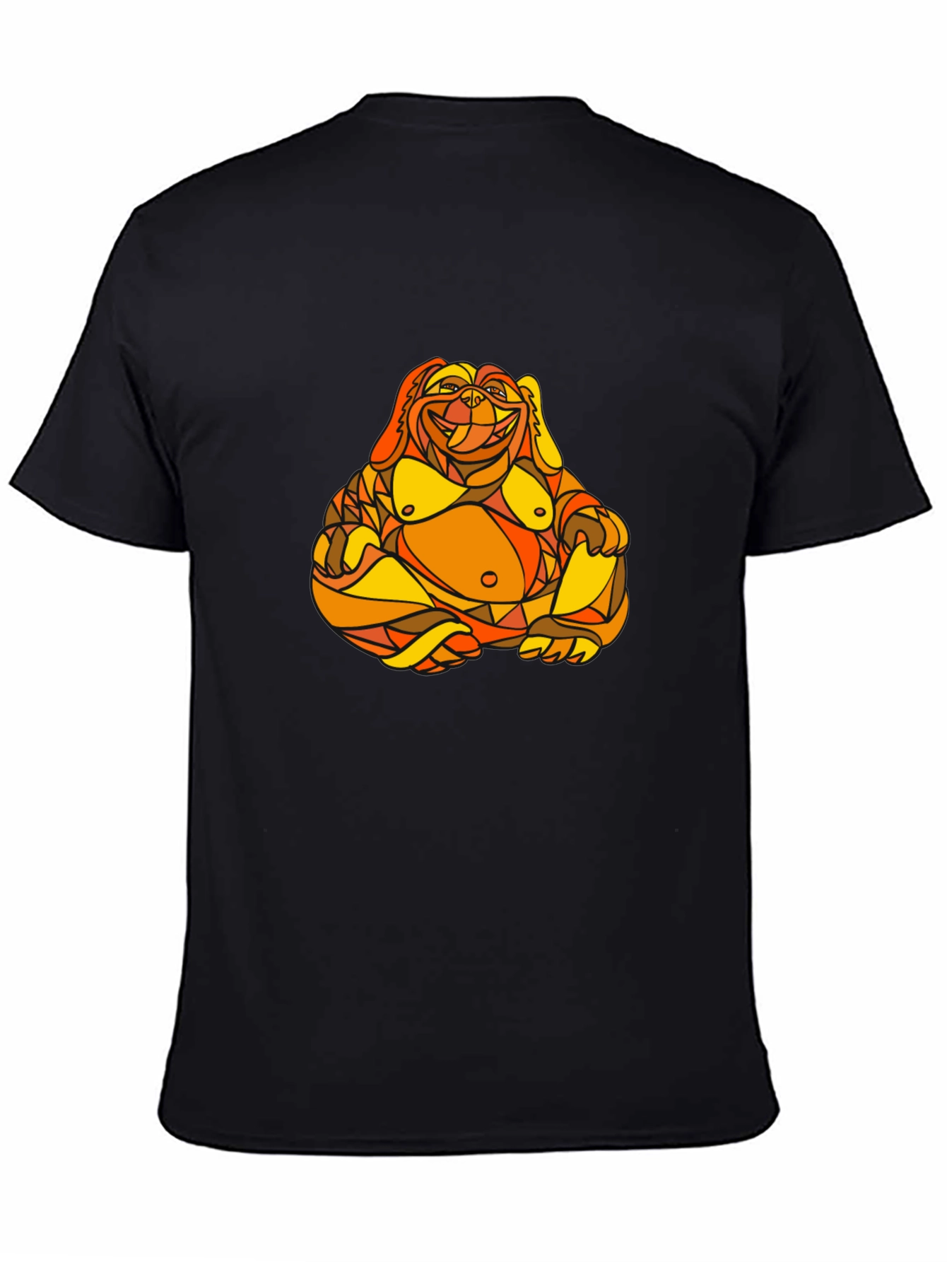 Abstract Buddha Graphic Print Black T-Shirt