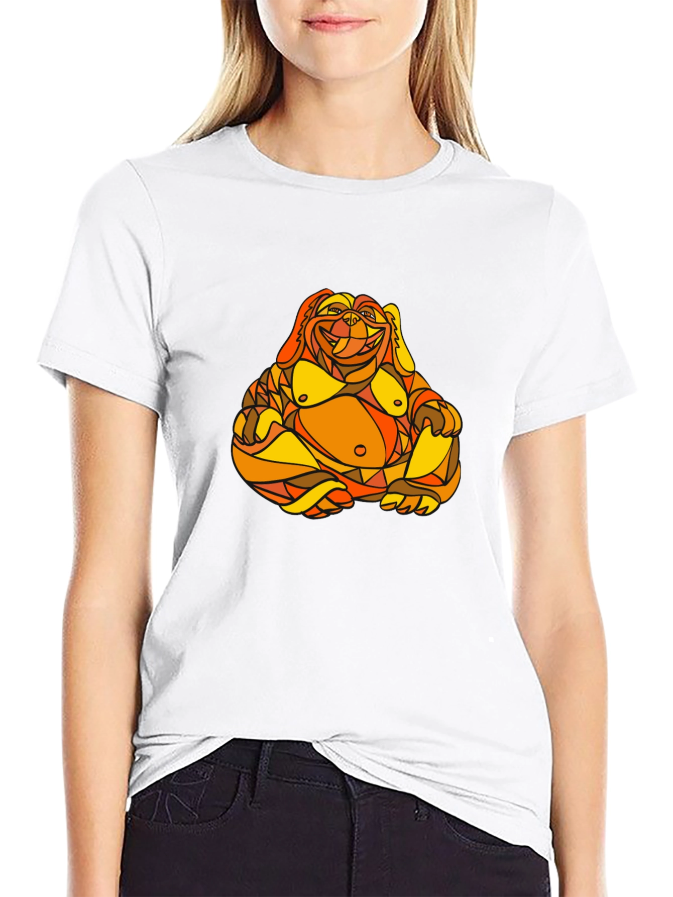 Abstract Buddha Graphic Print Black T-Shirt
